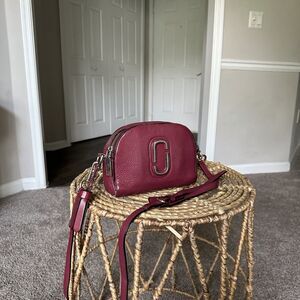 Marc Jacobs Shutter Dark Red Crossbody Camera Bag Leather Women’s Purse